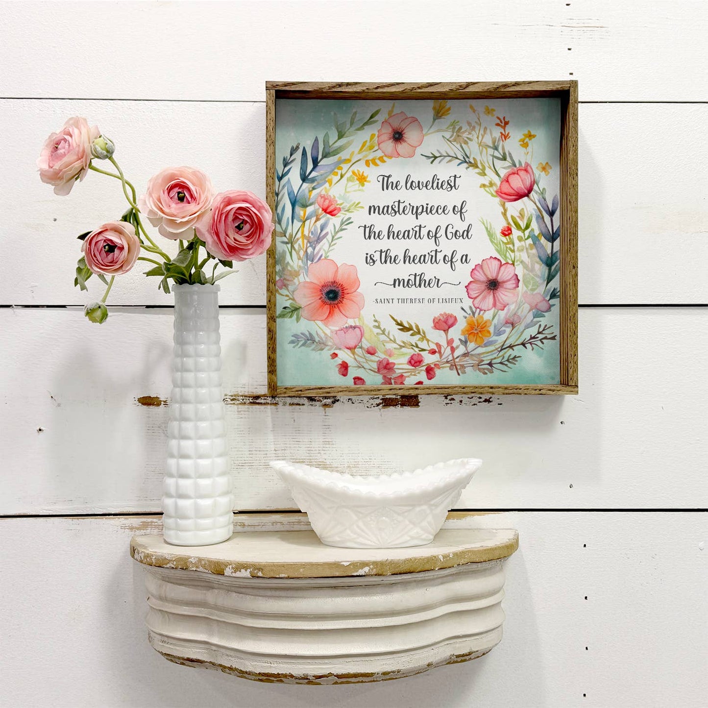 Heart of a Mother Wreath - Mom Quote Canvas Art - Framed