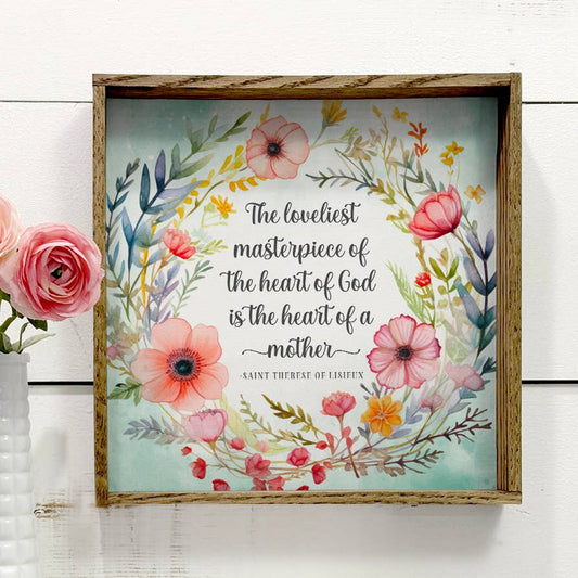 Heart of a Mother Wreath - Mom Quote Canvas Art - Framed