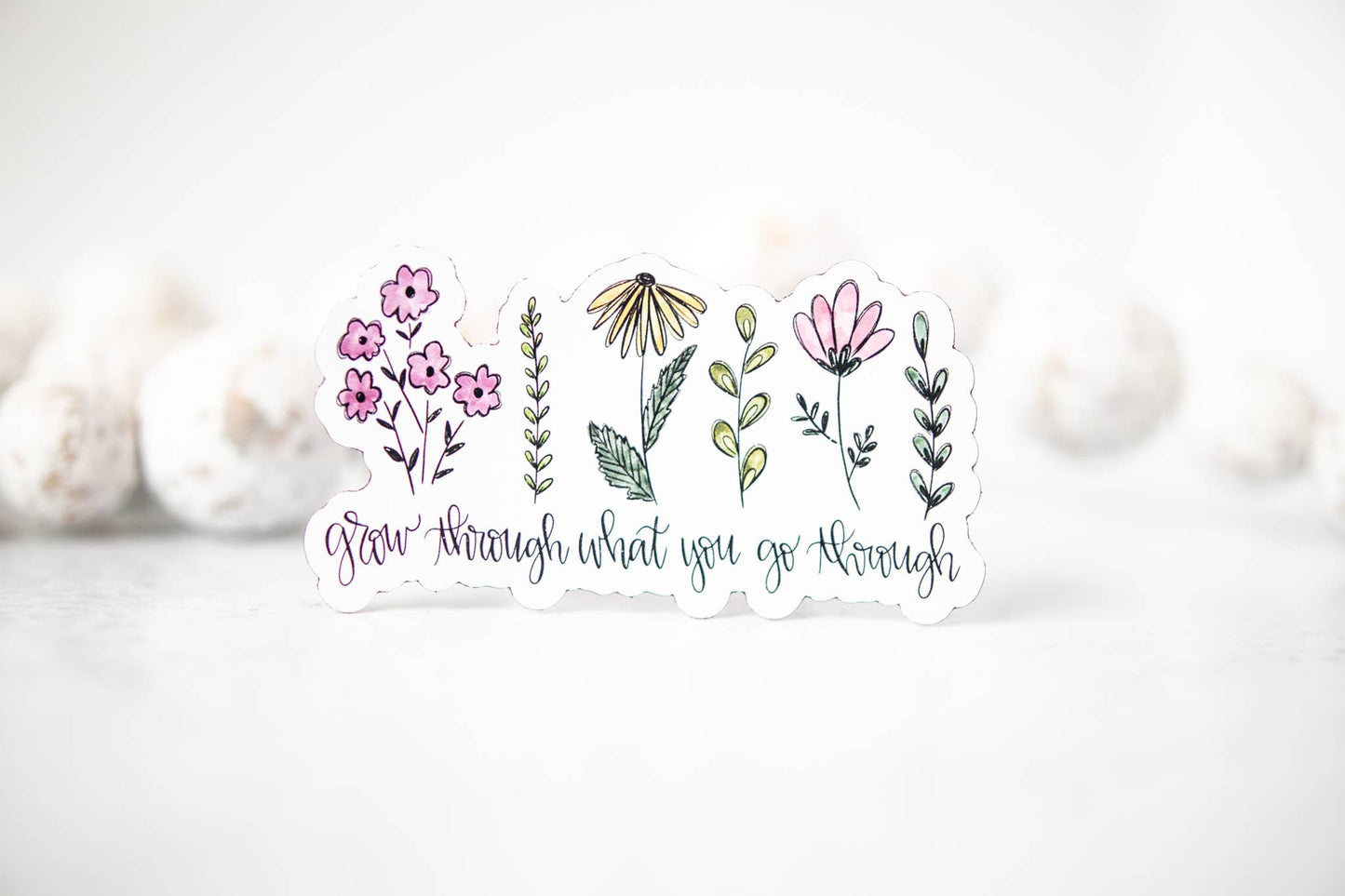 Grow Through What You Go Through, Floral 3"x3" Magnet