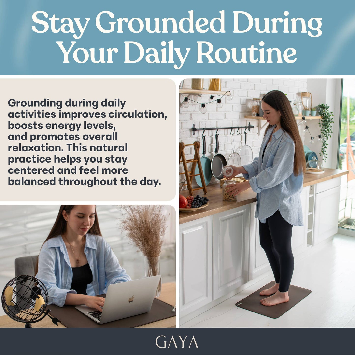 Grounding Mat - Improve Sleep & Reduce inflammation, Brown
