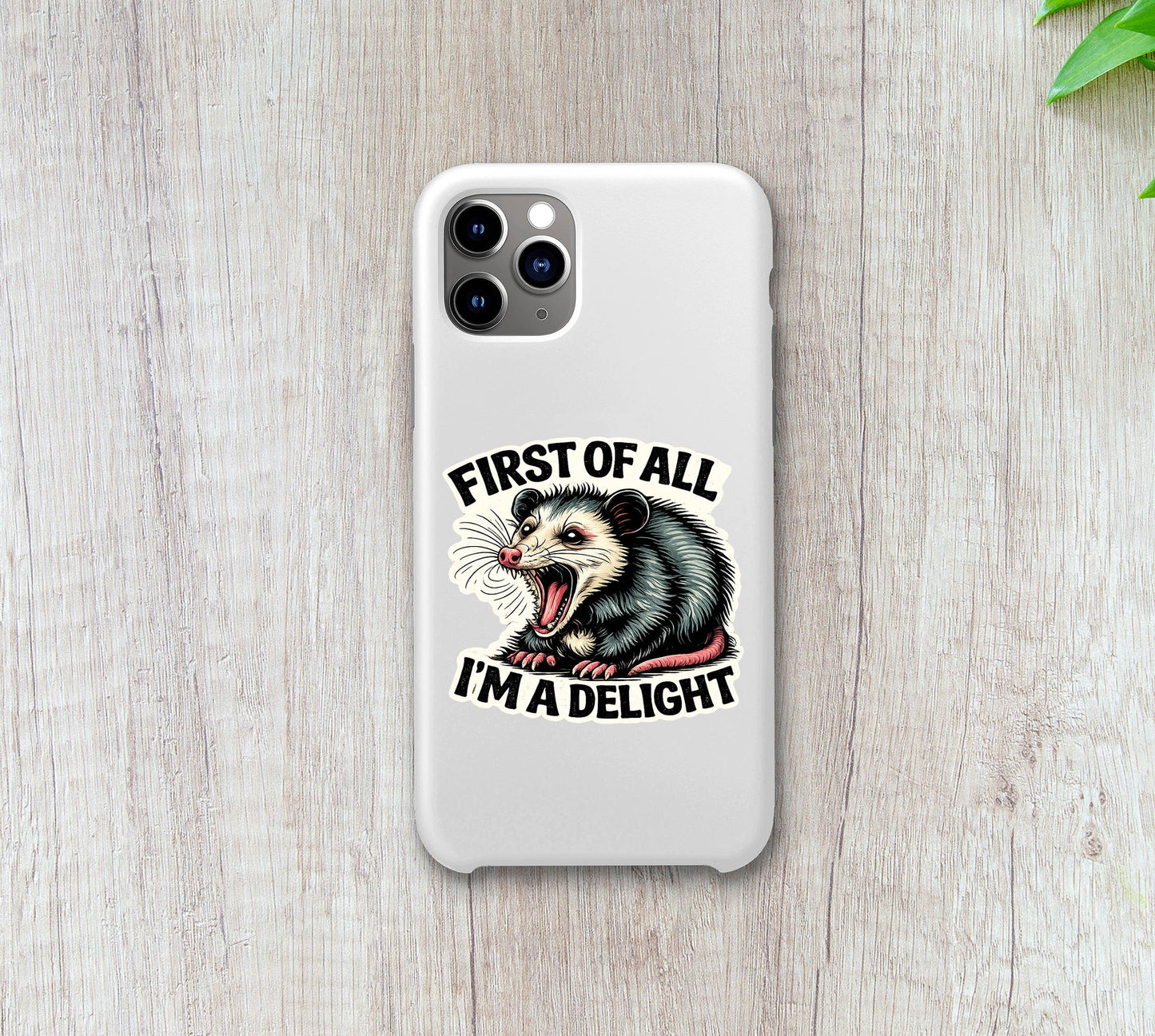 First of All I’m a Delight Funny Possum Vinyl Sticker