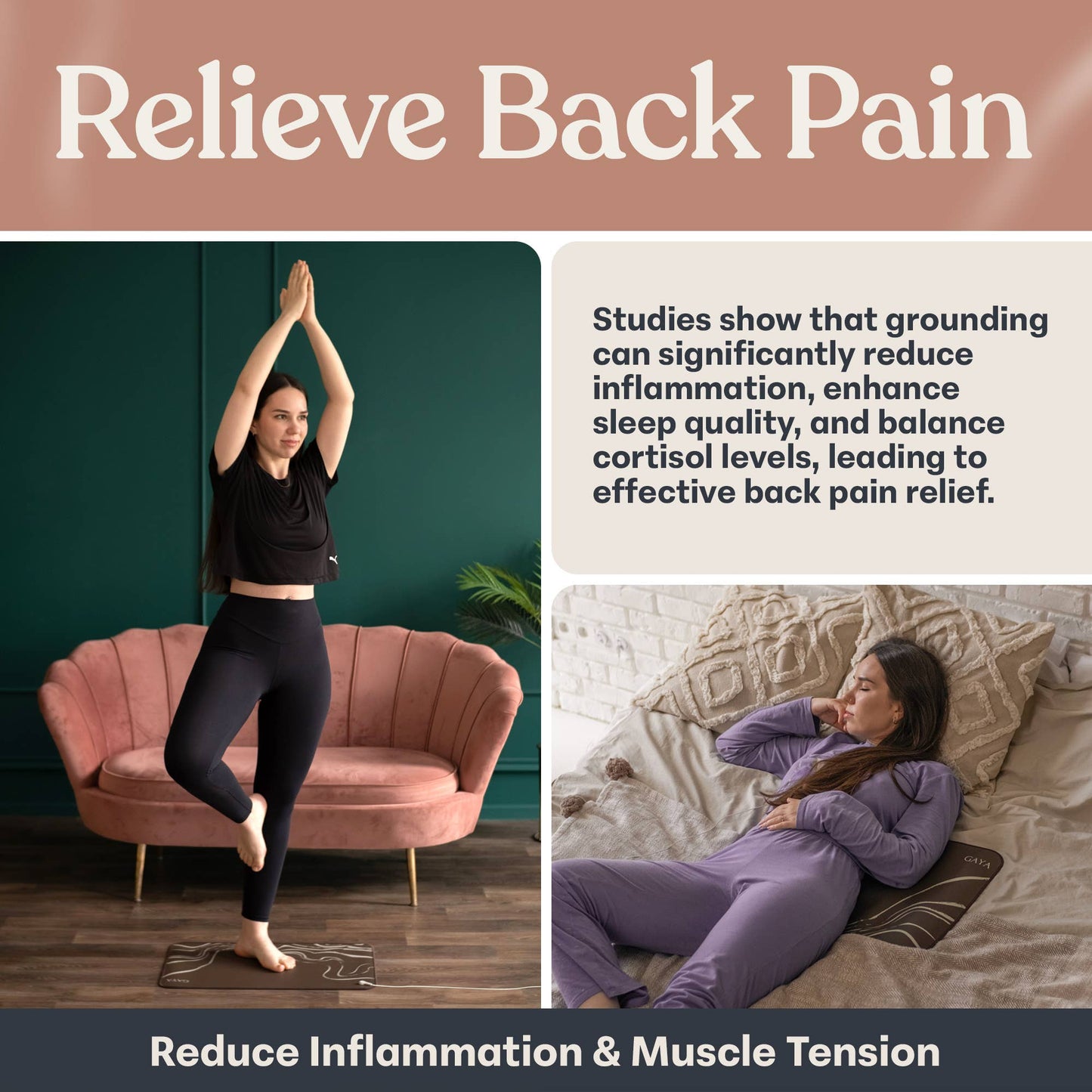 Brown Natural Flow Sleep Improving Quality Grounding Mat