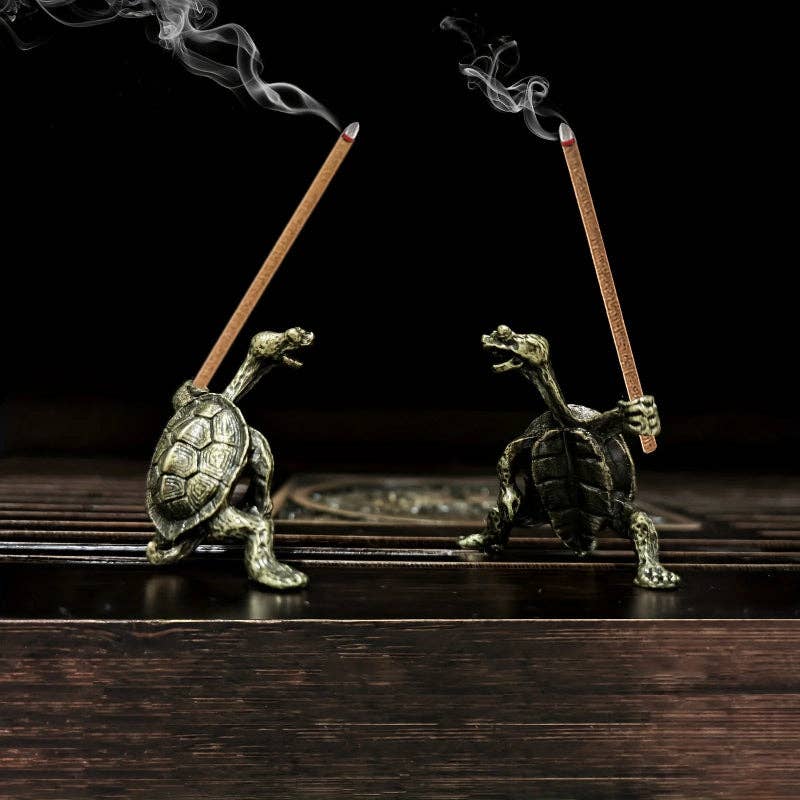 Small Brass Turtle Incense Holder