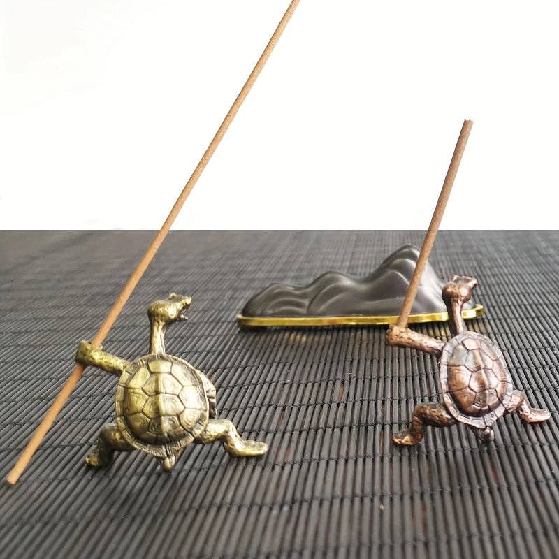 Small Brass Turtle Incense Holder