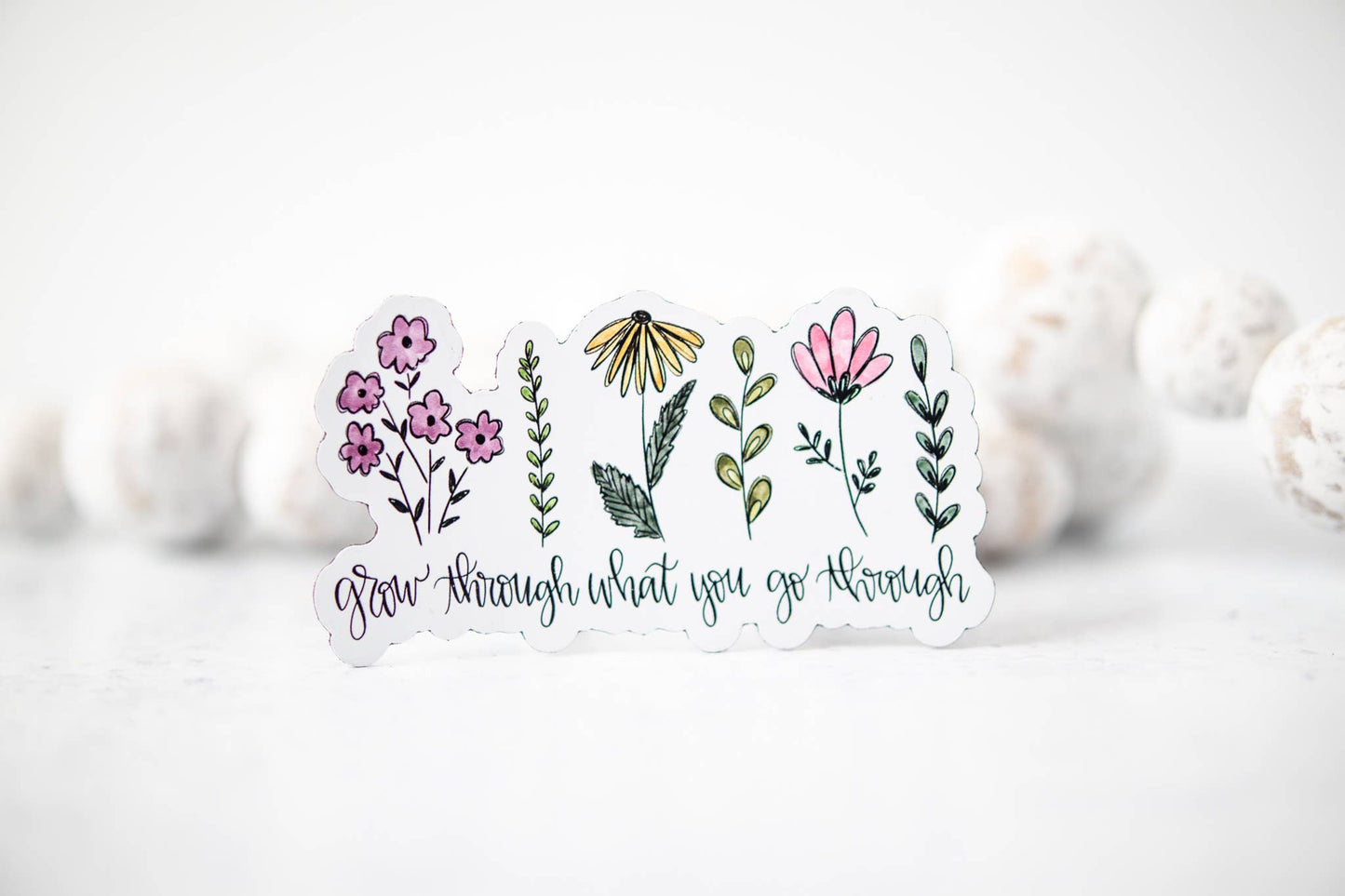 Grow Through What You Go Through, Floral 3"x3" Magnet