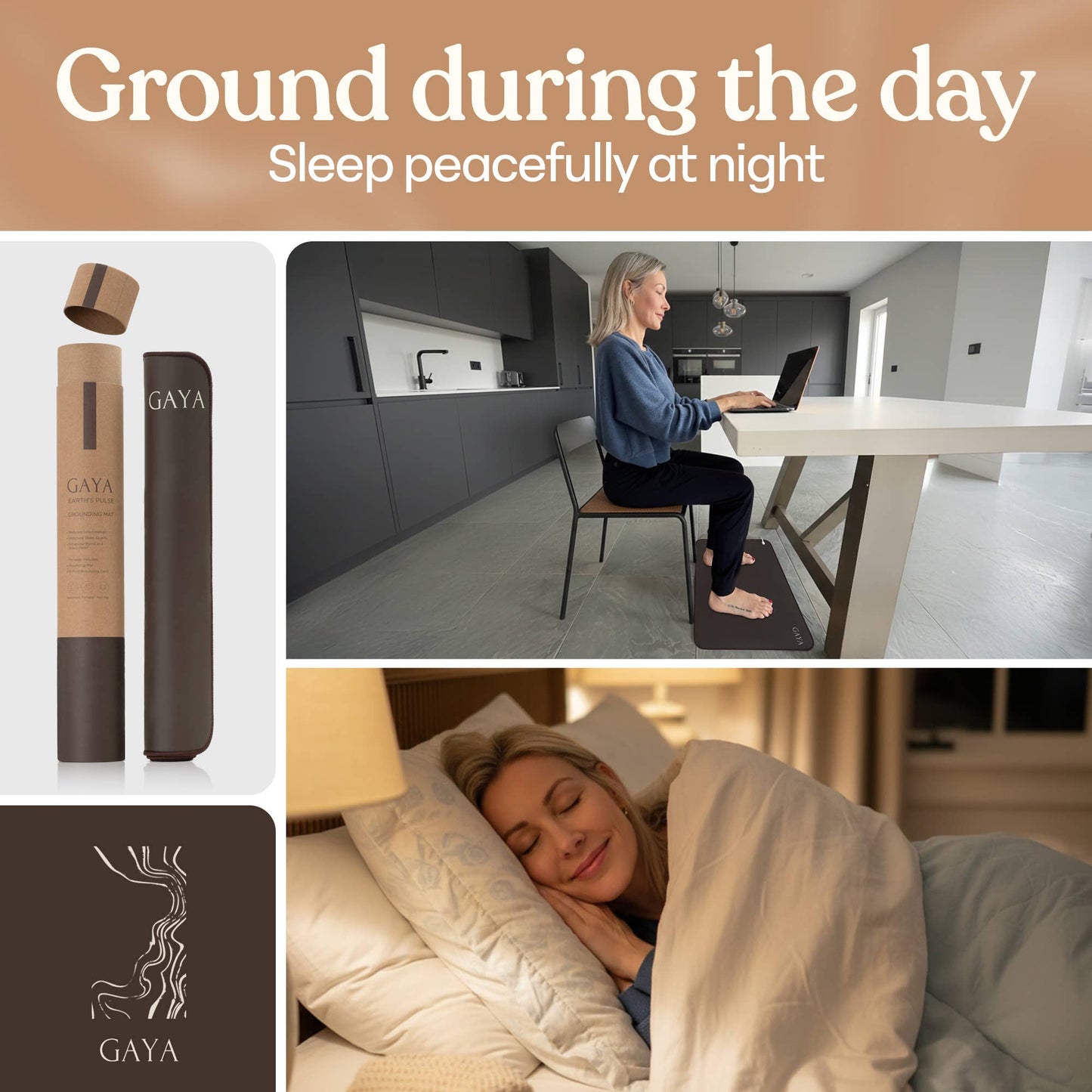 Grounding Mat - Improve Sleep & Reduce inflammation, Brown