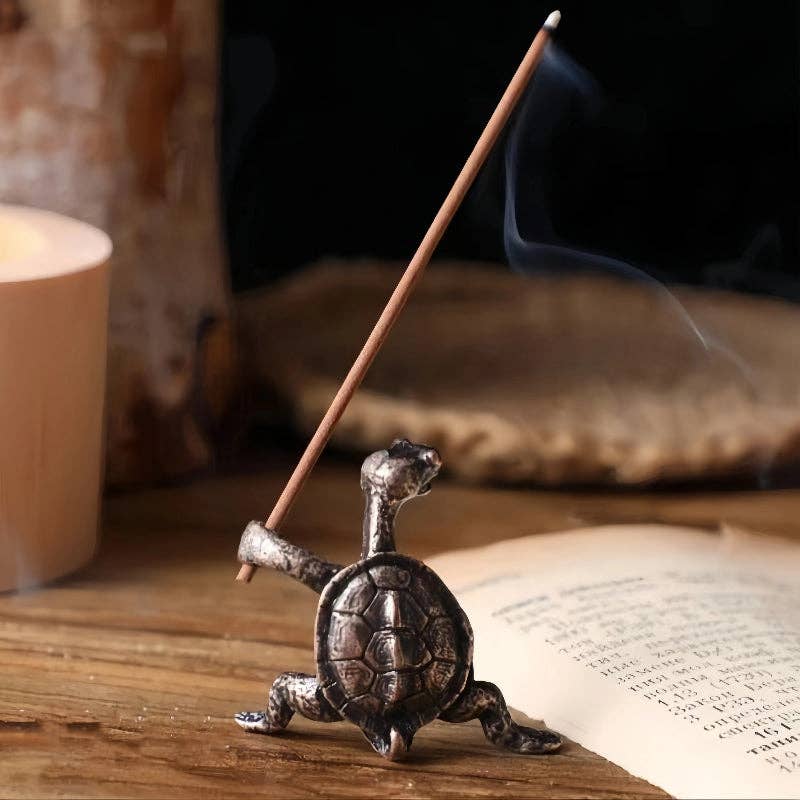 Small Brass Turtle Incense Holder